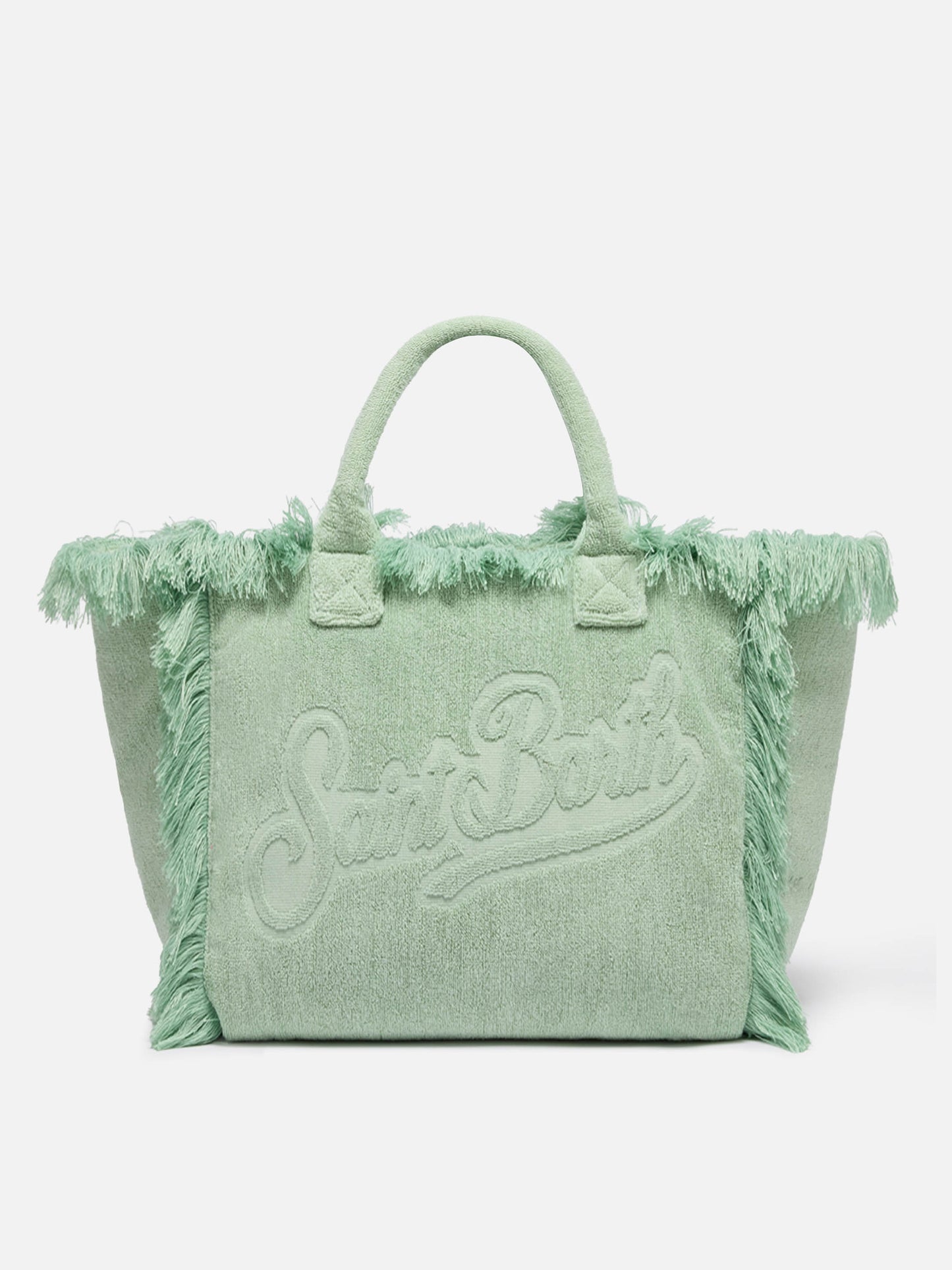 Vanity Terry sage green tote bag  with embossed logo