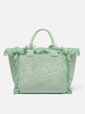 Vanity Terry sage green tote bag  with embossed logo