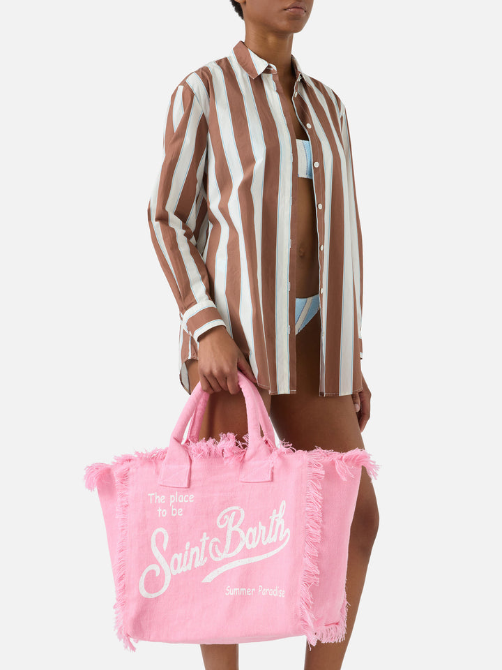 Vanity Regular Bag aus einfarbigem rosa Leinen 
