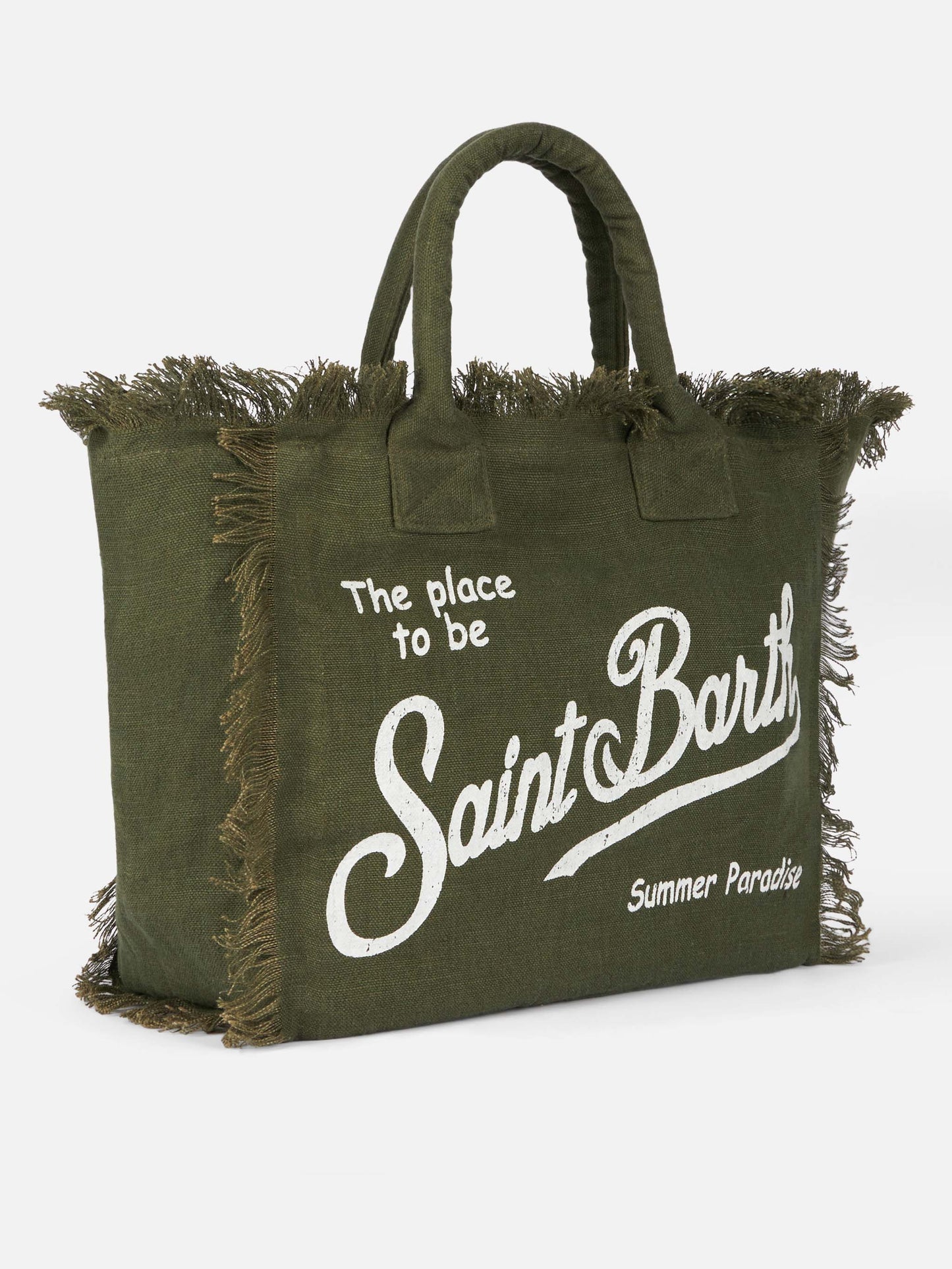 Vanity military green linen shoulder bag