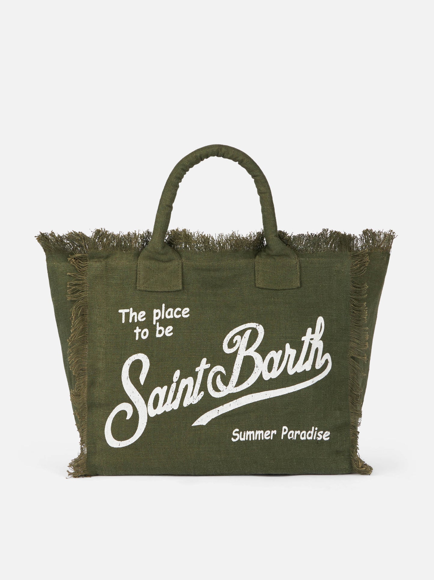Vanity military green linen shoulder bag