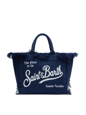 Vanity navy blue linen shoulder bag - MC2 Saint Barth