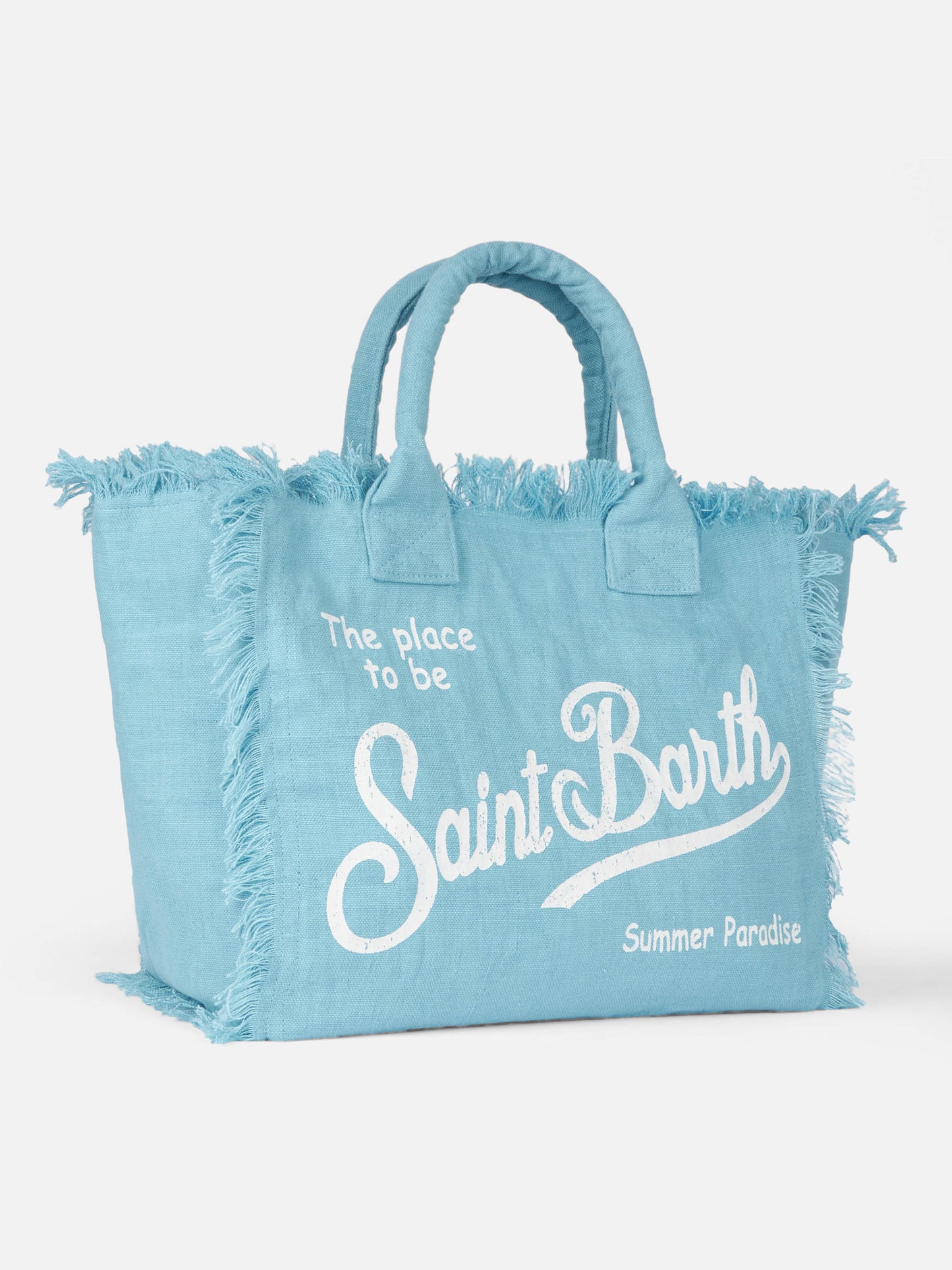 Vanity light blue linen shoulder bag