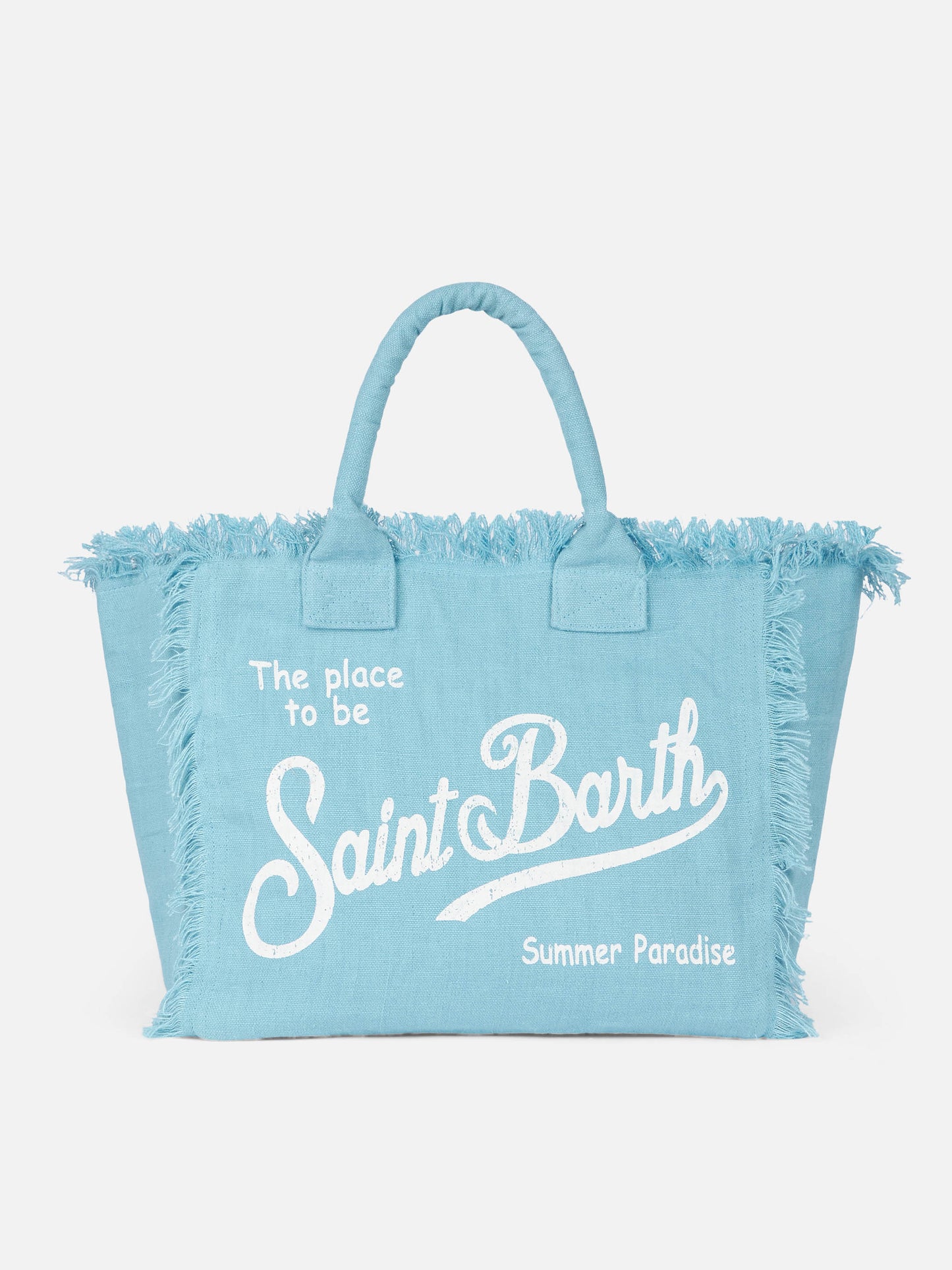 Vanity light blue linen shoulder bag