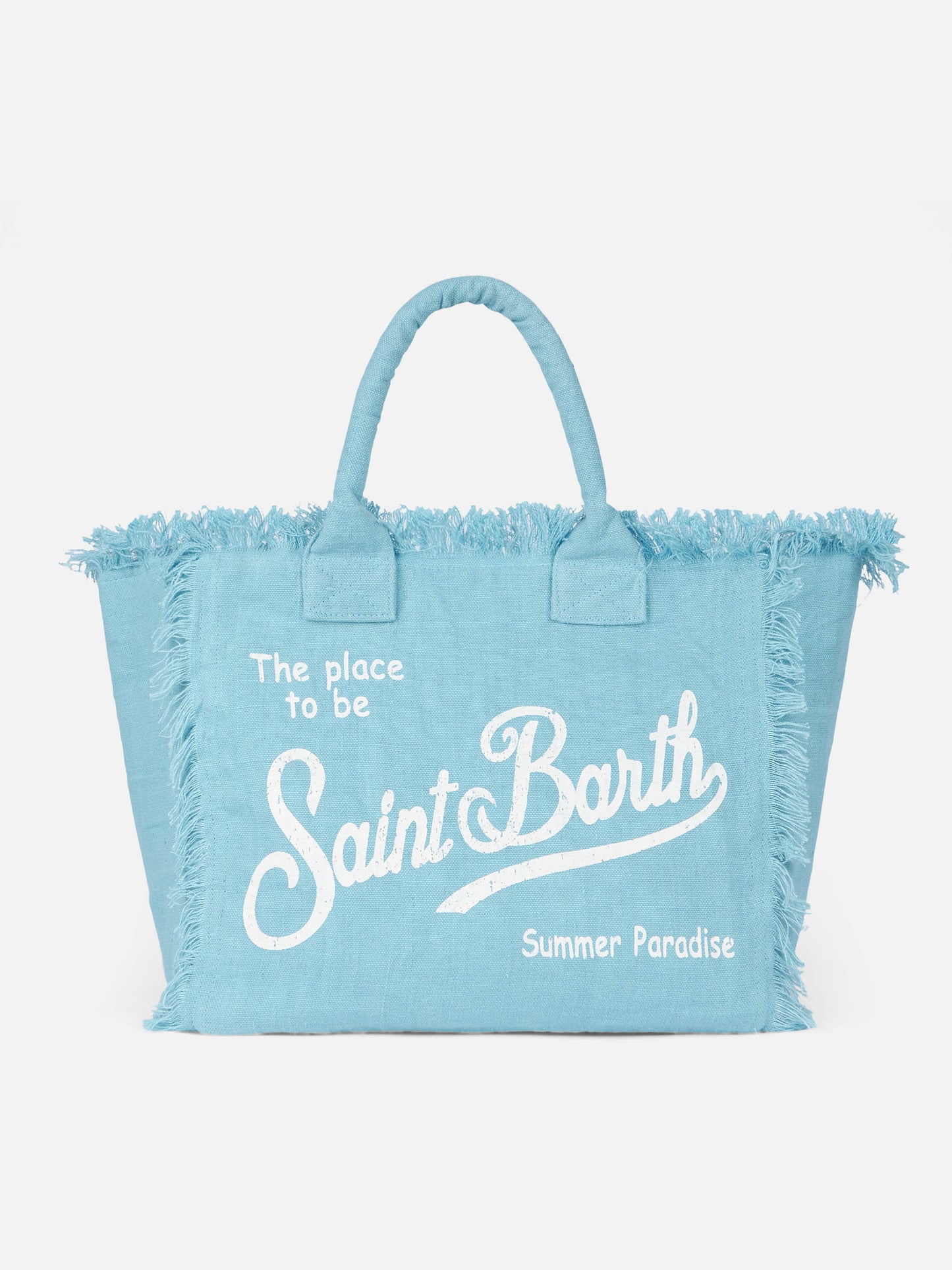 Vanity light blue linen shoulder bag