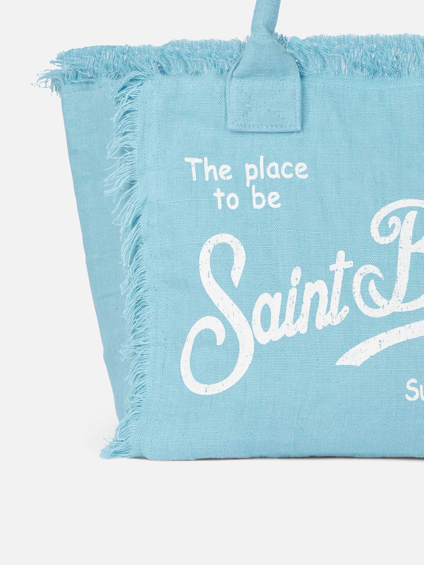 Vanity light blue linen shoulder bag