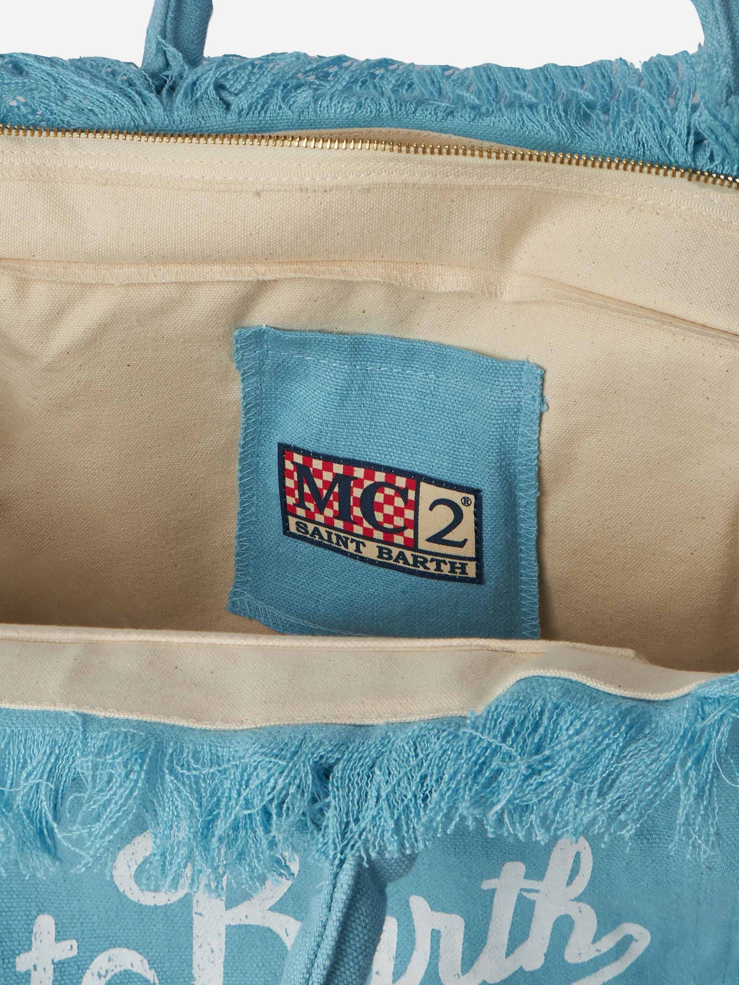 Vanity light blue linen shoulder bag