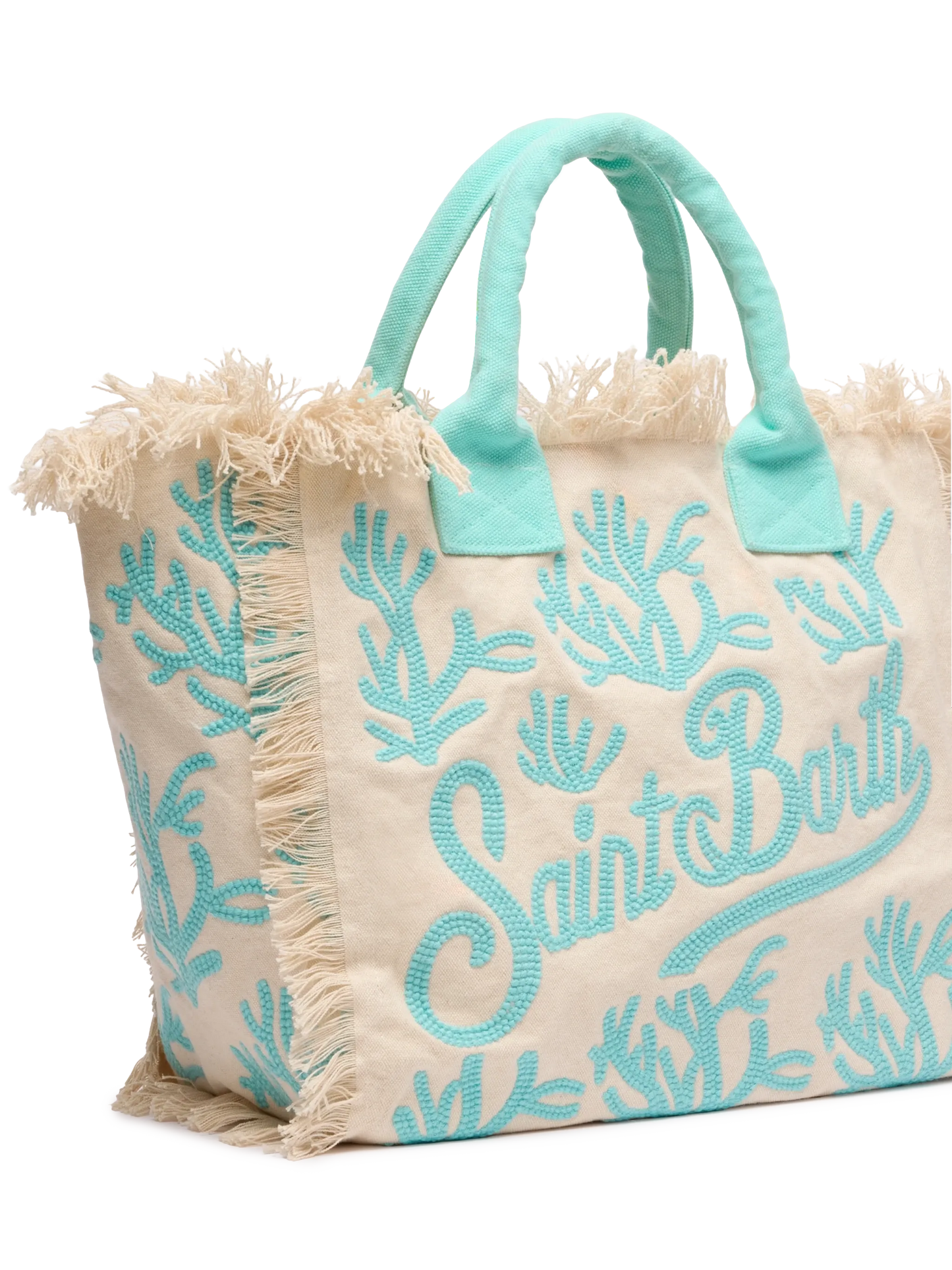 Vanity Rug white and water green cotton tote bag - MC2 Saint Barth