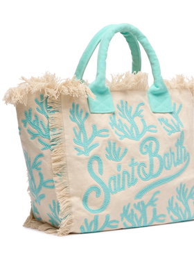 Vanity Rug white and water green cotton tote bag - MC2 Saint Barth