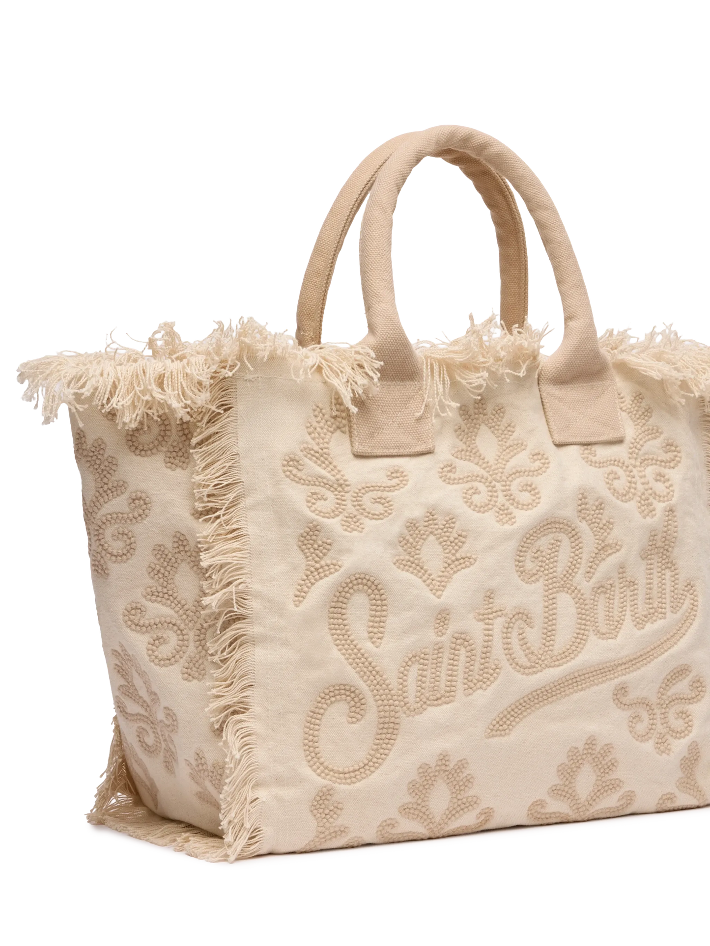 Canvas Vanity regular bag with beige lily tufting embroidery