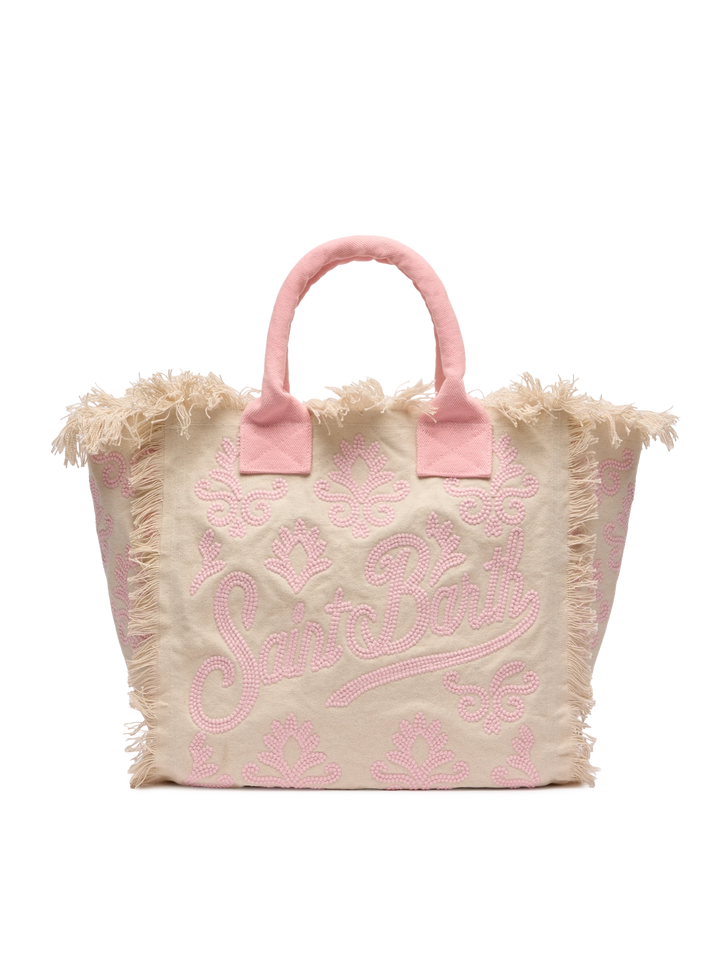 Vanity Rug white and pink cotton tote bag - MC2 Saint Barth