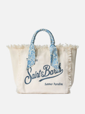 White canvas Vanity regular bag with removable twill