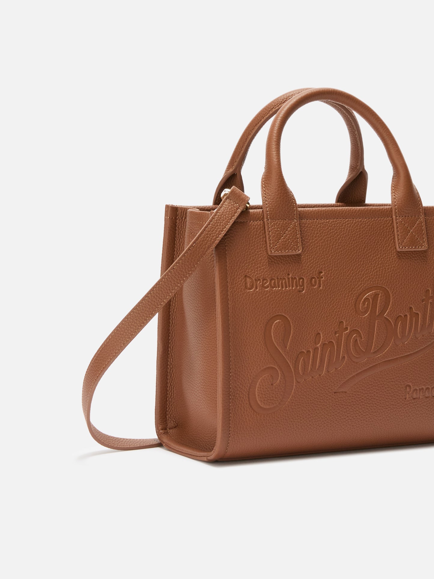 Vanity Bag Midi Shoulder Bag in camel hammered leather