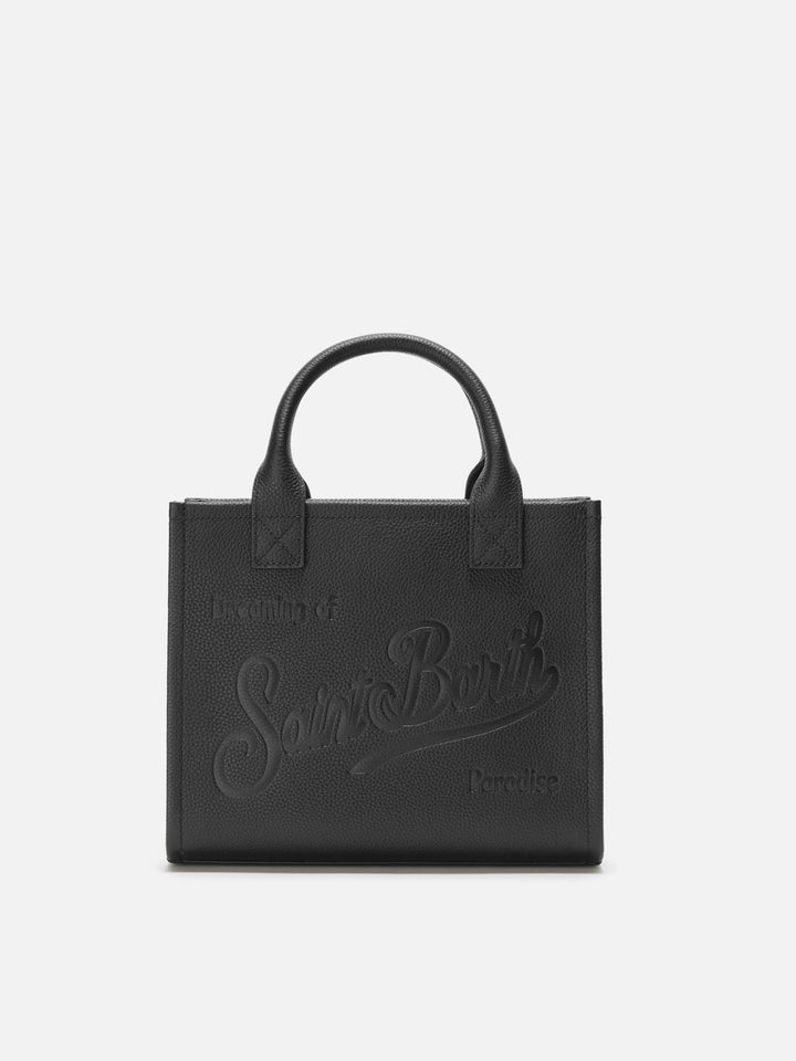 Vanity Bag Midi Shoulder Bag in black hammered leather
