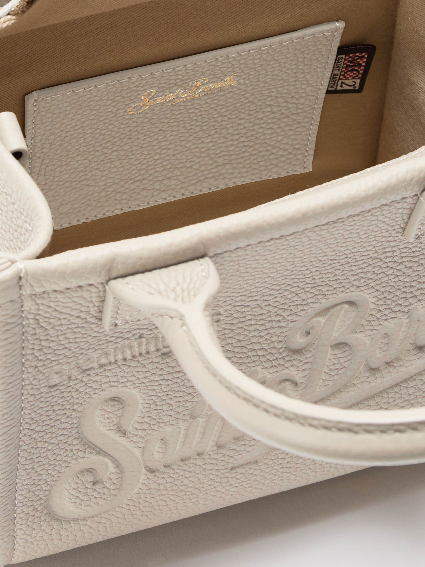 Borsa a spalla Vanity Bag Large in pelle martellata bianca