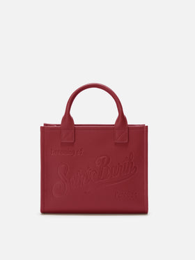 Borsa a spalla Vanity Bag Midi in pelle martellata bordeaux
