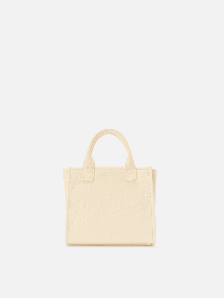 Borsa Vanity medium in pelle martellata avorio