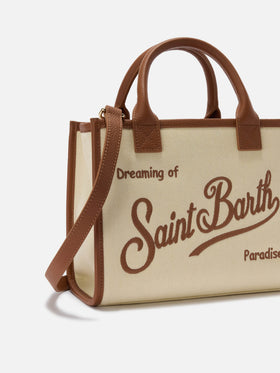 Vanity medium canvas and pebbled leather bag