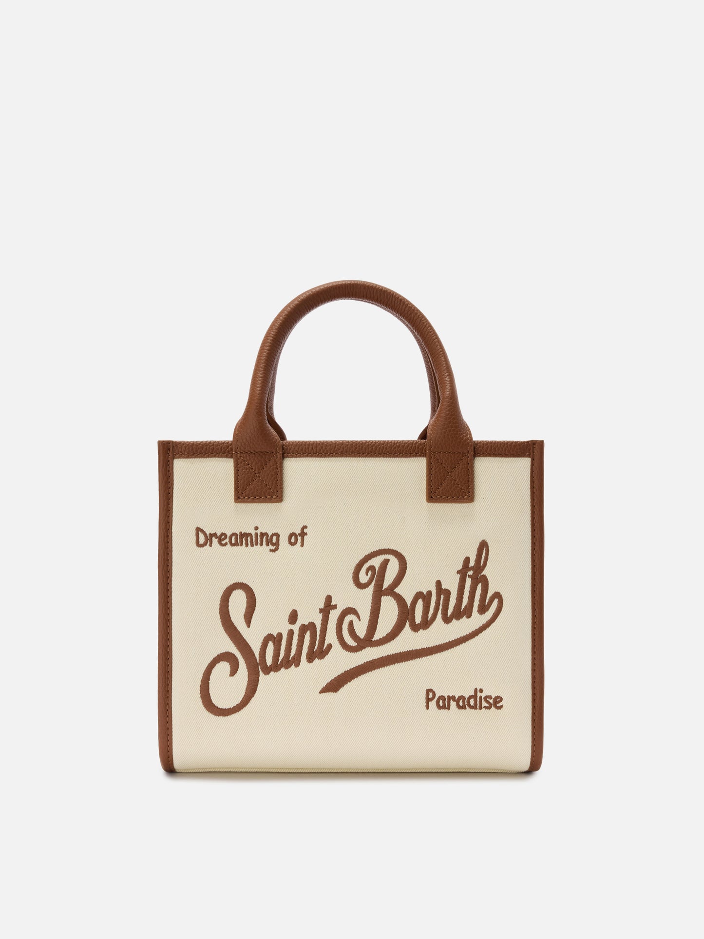 Borsa Vanity medium in canvas e pelle martellata