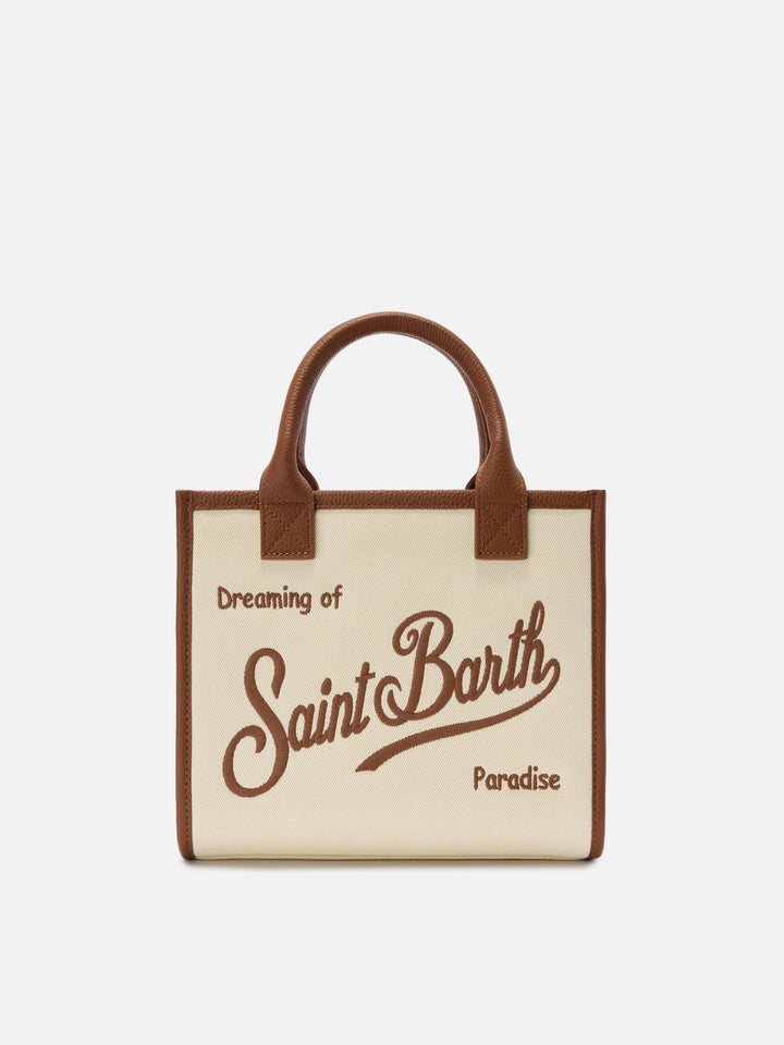 Vanity medium canvas and pebbled leather bag