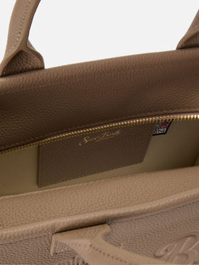 Borsa Vanity medium in pelle martellata beige