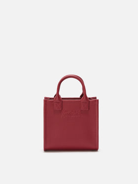 Borsa a spalla Vanity Bag Mini in pelle martellata bordeaux