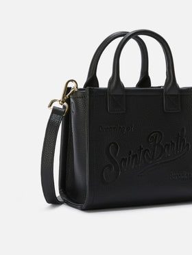 Borsa Vanity mini in pelle martellata nera