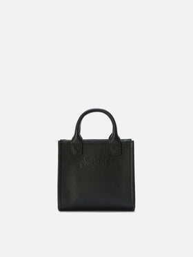 Borsa Vanity mini in pelle martellata nera