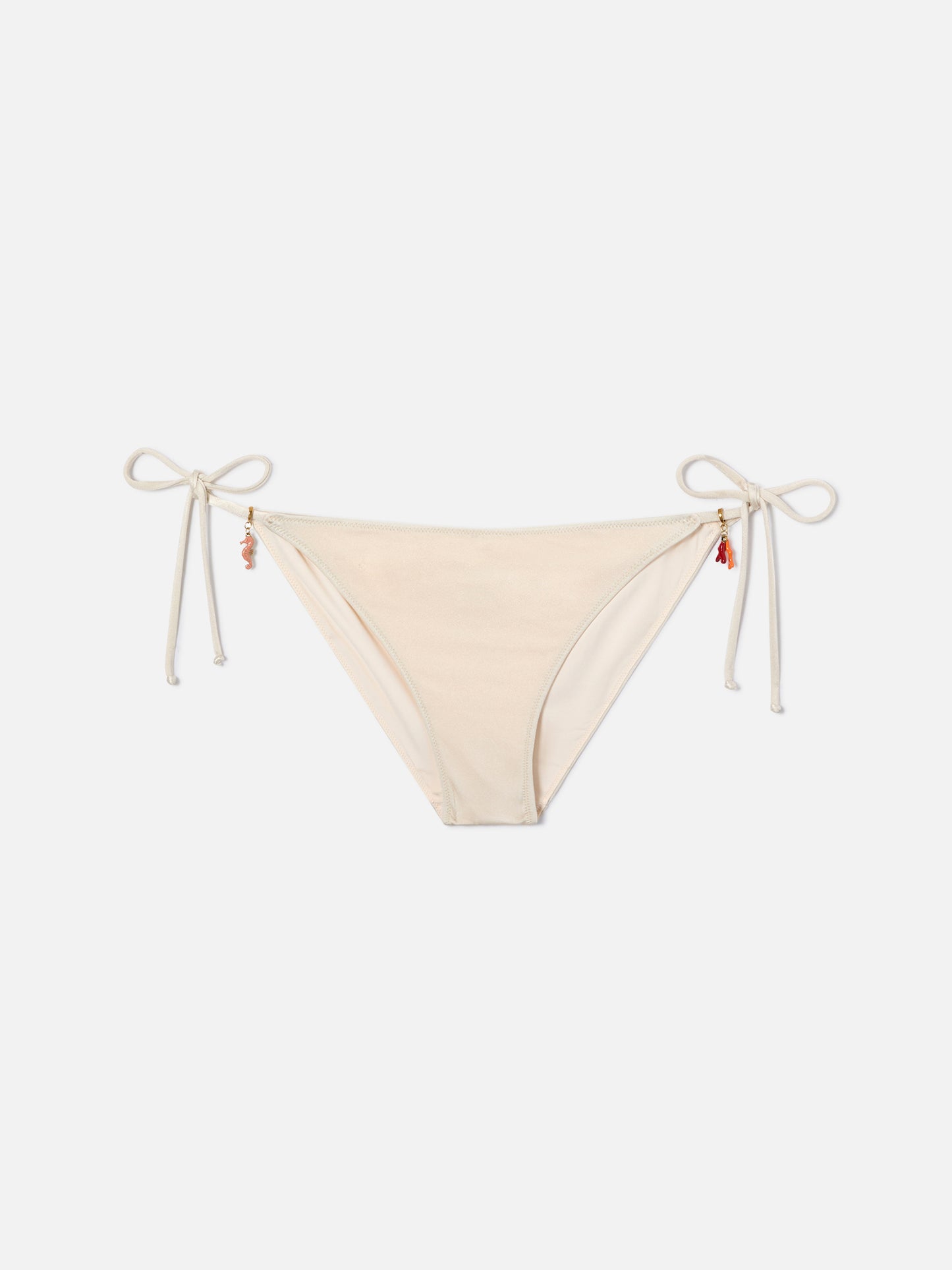 Klassische Virgo Bikinihose aus glänzendem, elastischem Stoff in Uni-Creme 