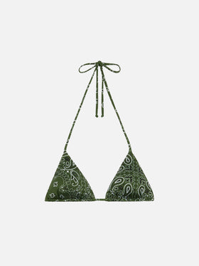 Leah triangle top swimsuit with bandanna print