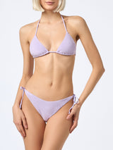 Woman lilac terry triangle bikini Leah Virgo