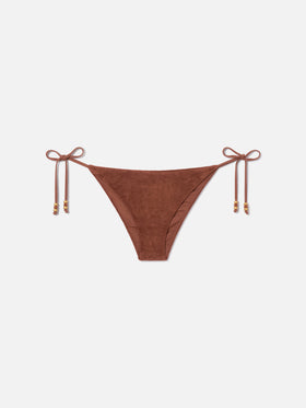 Slip de bain Virgo en éponge marron avec charms 