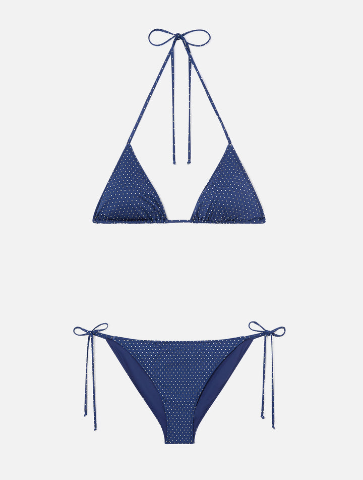 Bikini a triangolo Leah Virgo con stampa a  micro pois