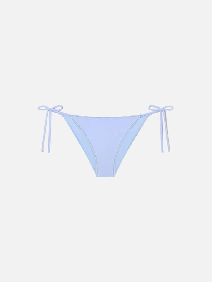 Leah Virgo Overlock Bikini aus hellblauem Samt 