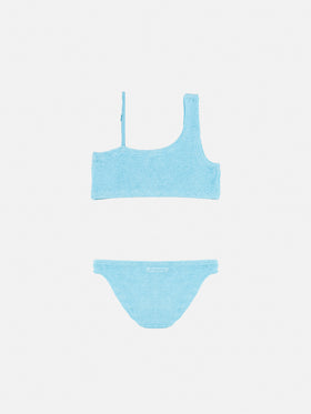 Vivy light blue one-shoulder crinkle bikini - MC2 Saint Barth