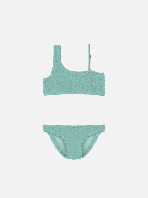 Vivy sage green one-shoulder crinkle bikini - MC2 Saint Barth