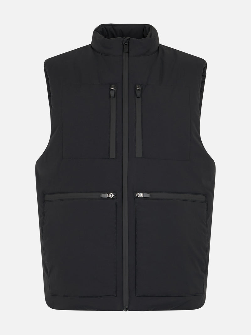 Man black stretch fabric padded vest Vonn