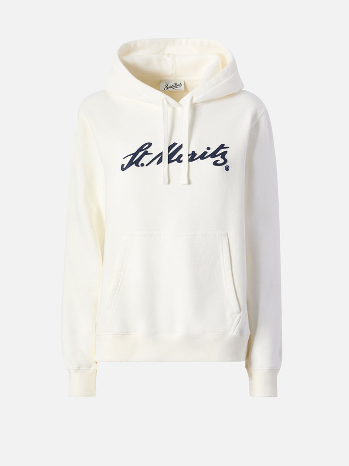 Felpa Virginia in cotone bianco con ricamo St. Moritz | ST. MORITZ SPECIAL EDITION