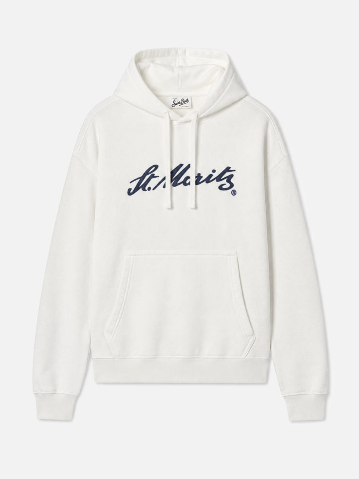 Felpa Virginia in cotone bianco con ricamo St. Moritz | ST. MORITZ SPECIAL EDITION