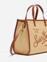 Beige Vivian Midi Straw handbag