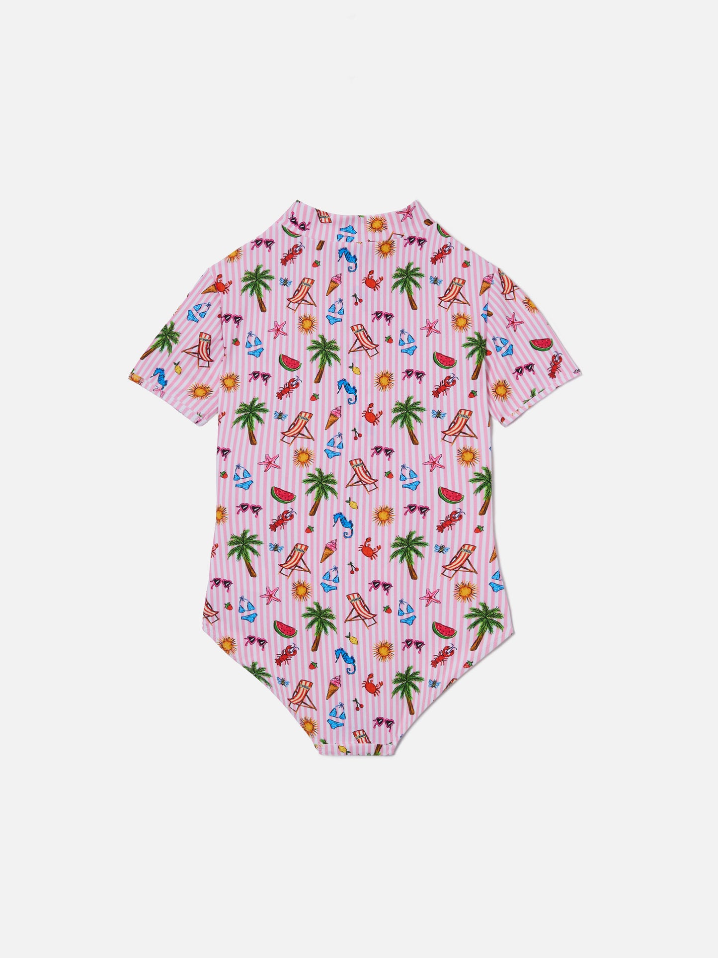 Waikiki short sleeve one-piece swimsuit with funny sketch print
