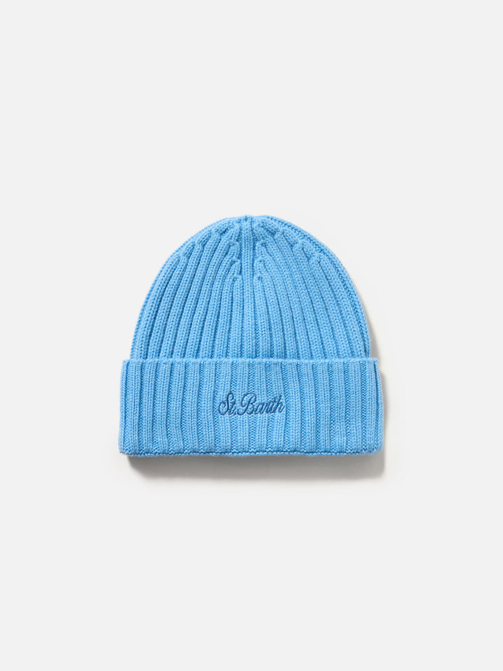 Man dusty blue cashmere blend hat Wengen
