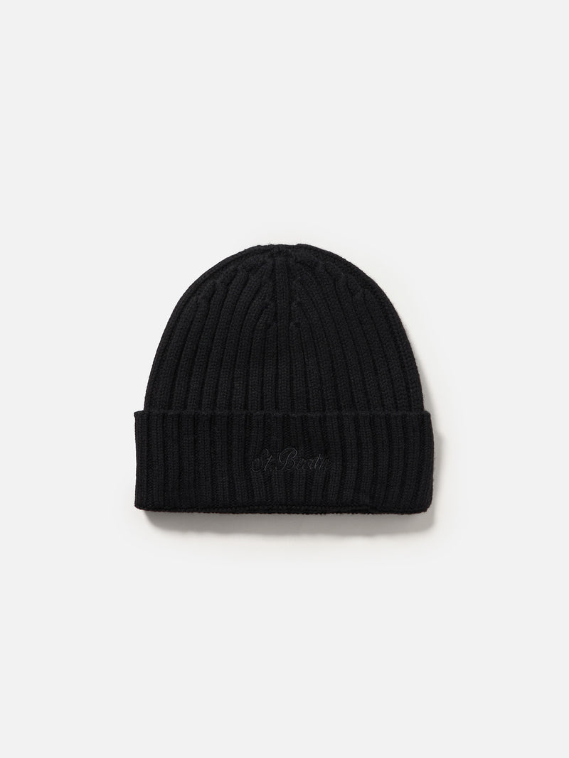 Man black cashmere blend hat Wengen