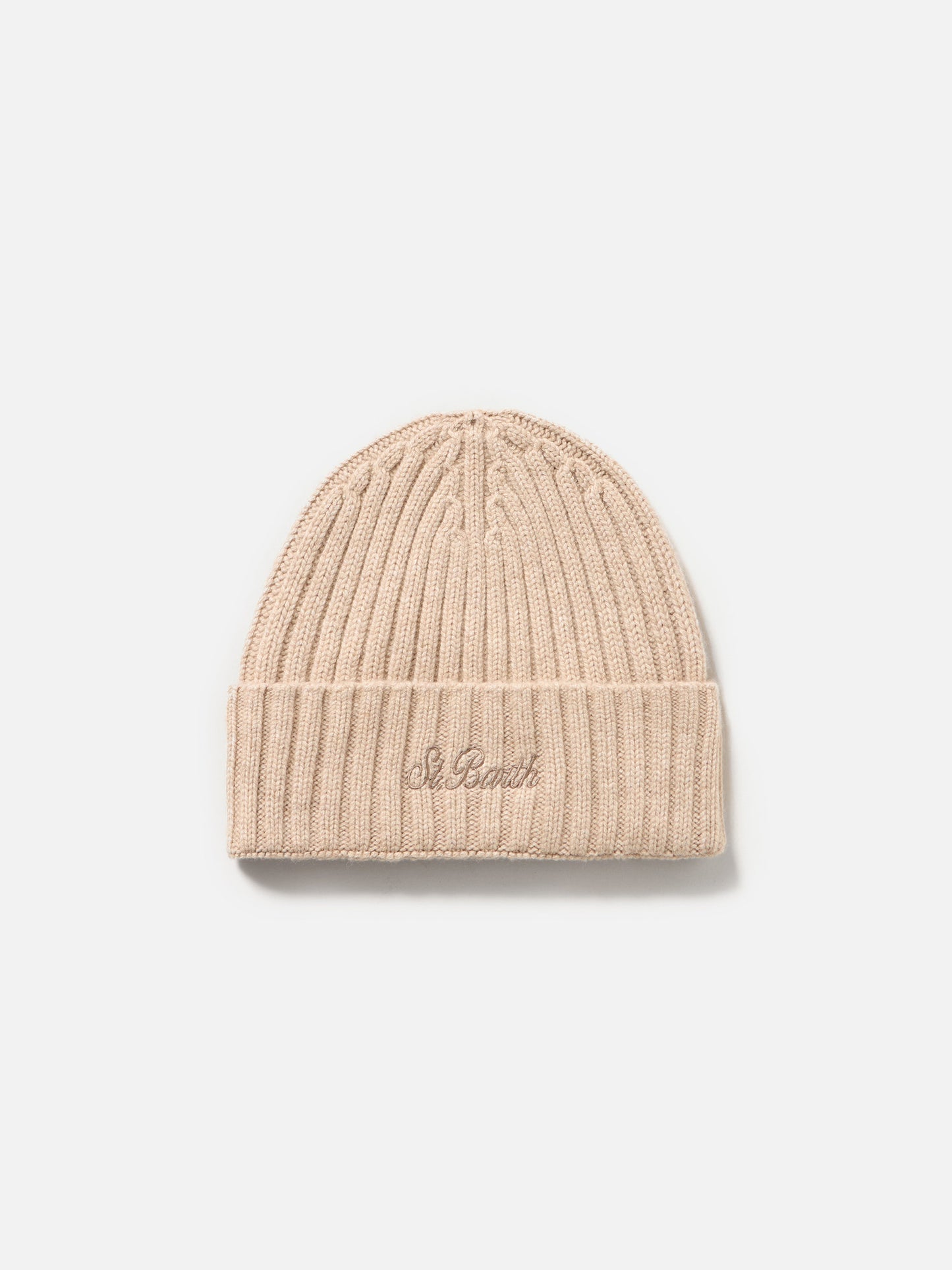 Cappello da uomo in cashmere Wengen a coste beige