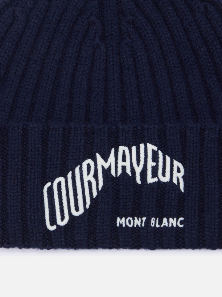 Bonnet Wengen marine blue avec broderie Courmayeur | Special edition 