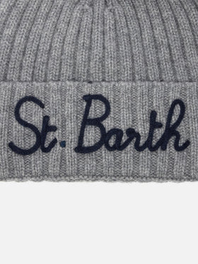 Wengen beanie in cashmere blend in grey with St. Barth embroidery