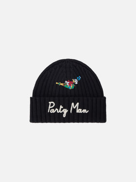 Gorro Wengen negro con bordado y parche Party Man | Special edition 