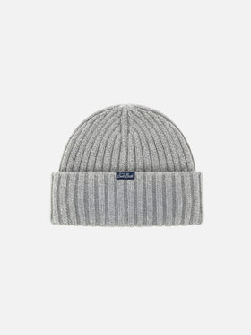 Beanie Wengen in misto cashmere grigio con ricamo Super G | SUPER G SPECIAL EDITION