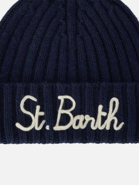 Navy blue Wengen beanie with St. Barth embroidery