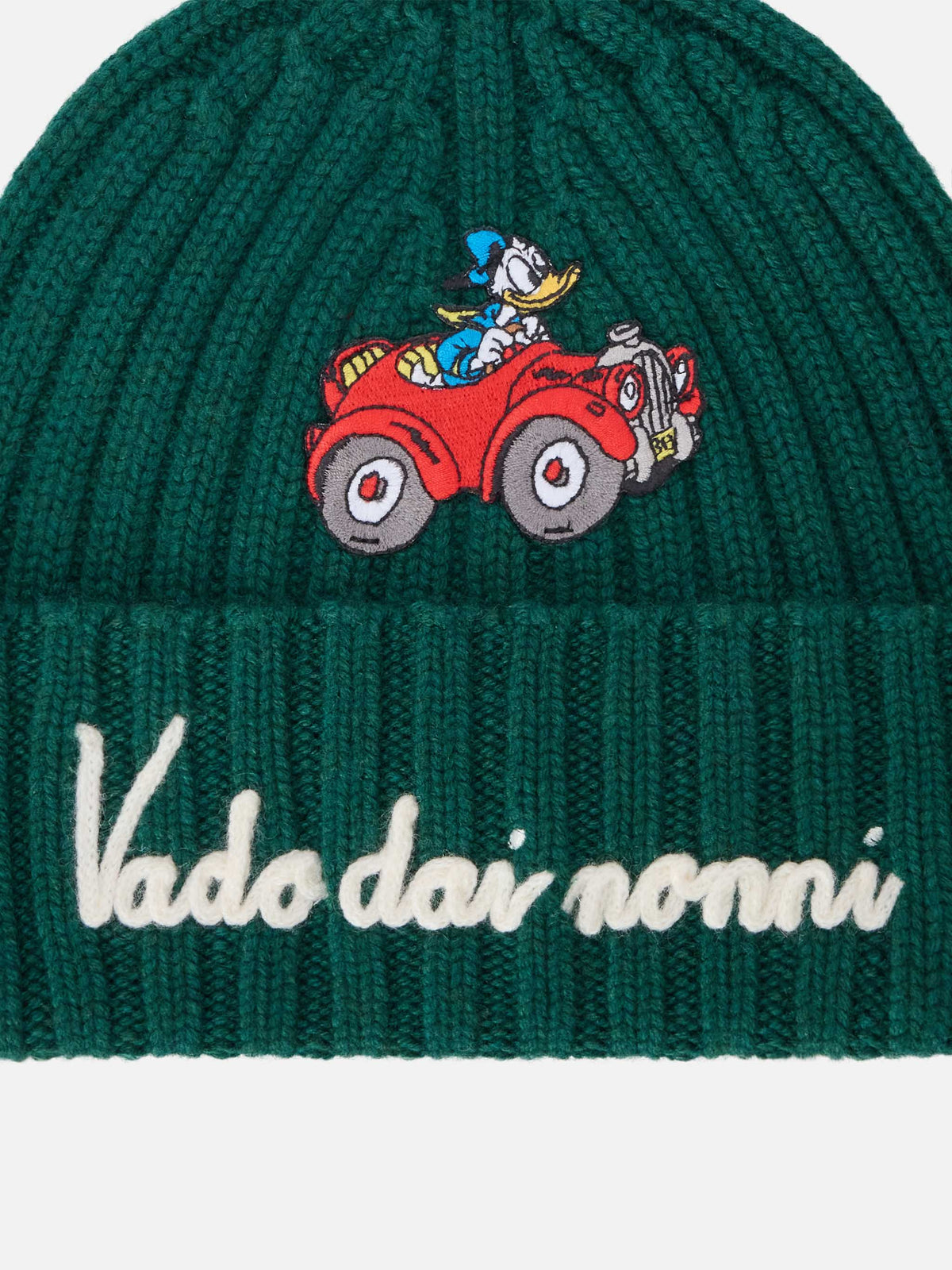 Grüne Wengen-Beanie mit Vado Dai Nonni-Stickerei | Special edition 